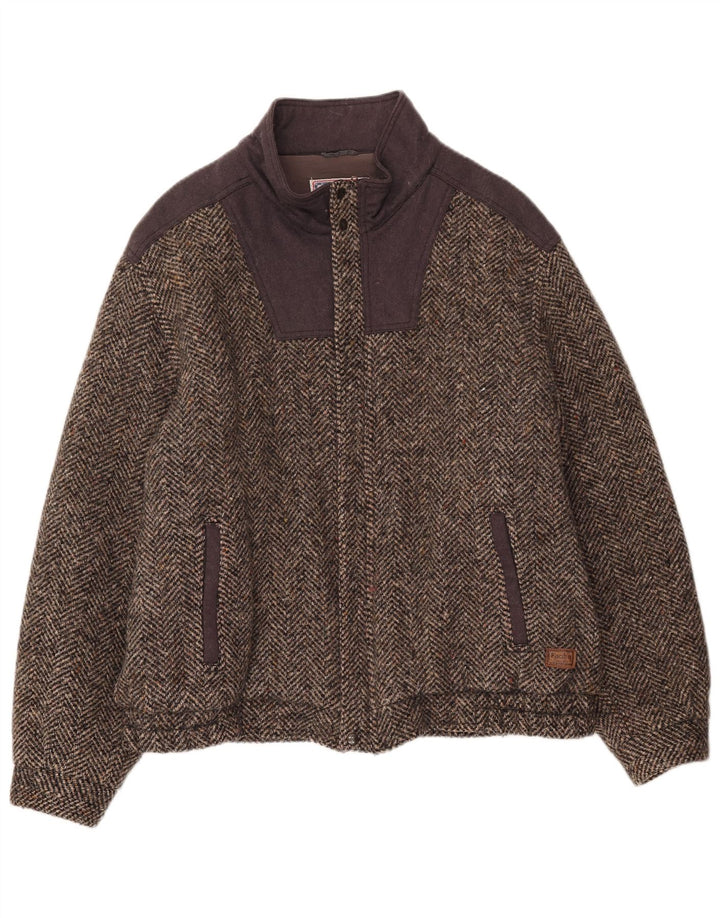 Faciba Blouson Bomber Homme IT 56 3XL Marron Colourblock Laine