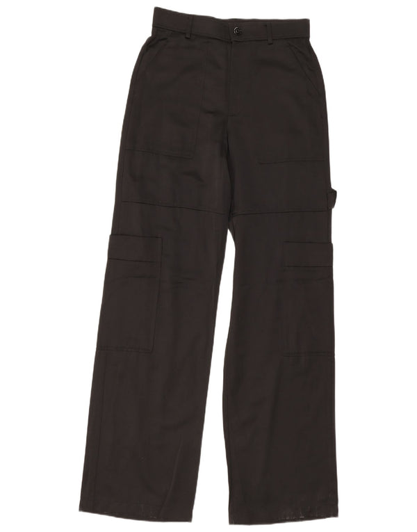 Zara Pantalon cargo taille haute pour femme, jambe large, petit W26 L33, viscose noire