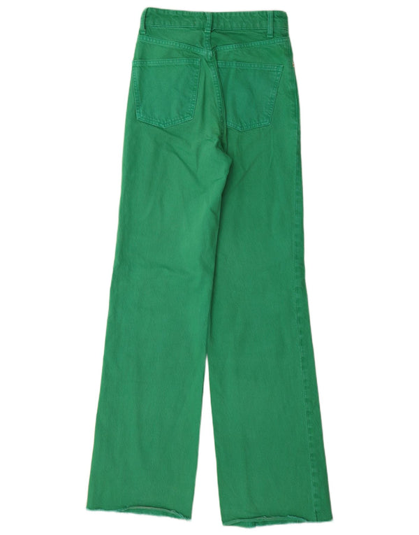 Zara Jean taille haute jambe large pour femme EU 32 2XS W22 L33 Coton vert