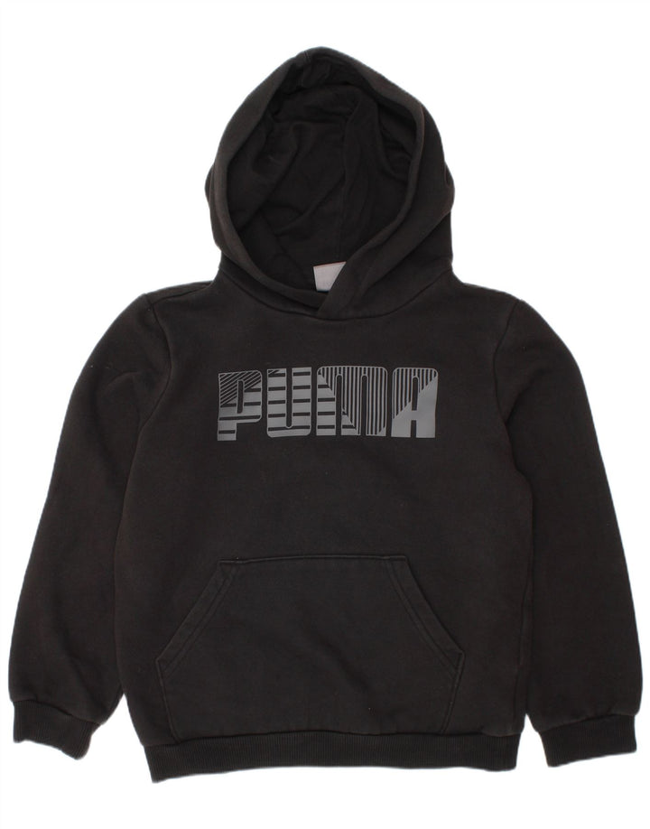PUMA Pull à capuche graphique pour garçon 7-8 ans Noir Coton
