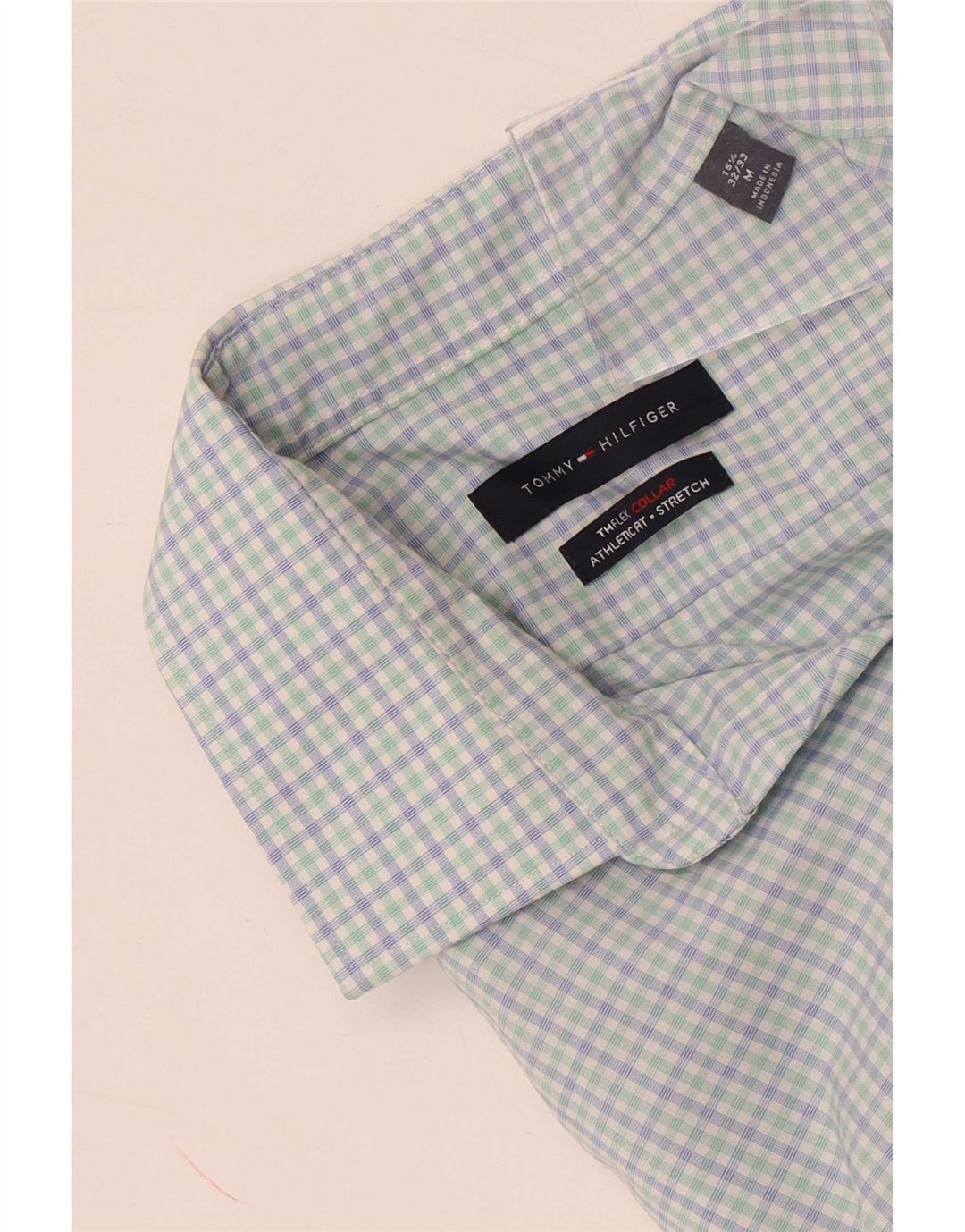 Tommy Hilfiger Chemise homme Taille 15 1/2 Coton à carreaux bleu moyen