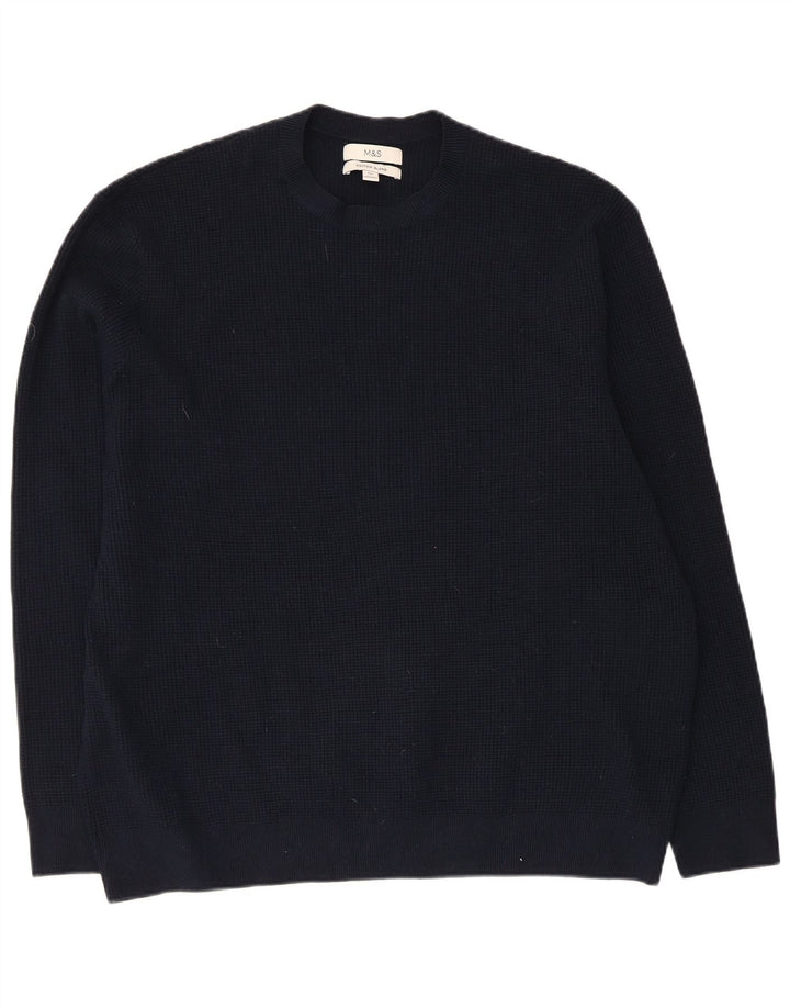 Marks & Spencer Pull à col rond pour homme 3XL Bleu marine Polyester