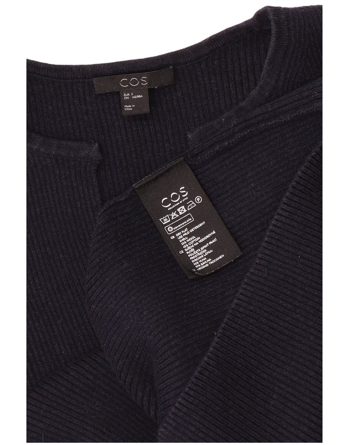 Cos Pull surdimensionné à col en V pour femme UK 10 Petite laine bleu marine
