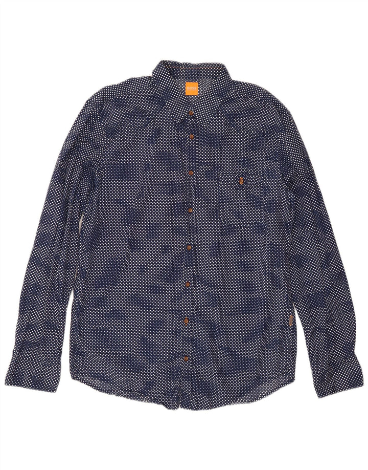 Hugo Boss Chemise Homme XL Bleu Marine Coton Géométrique