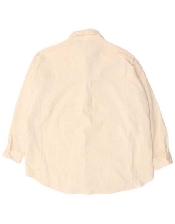Zara Chemise surdimensionnée en velours côtelé pour femme UK 10 Petit polyester blanc