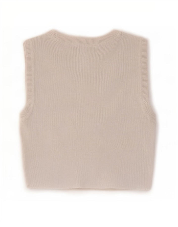 Zara Femmes Crop Débardeur UK 12 Moyen Blanc Viscose