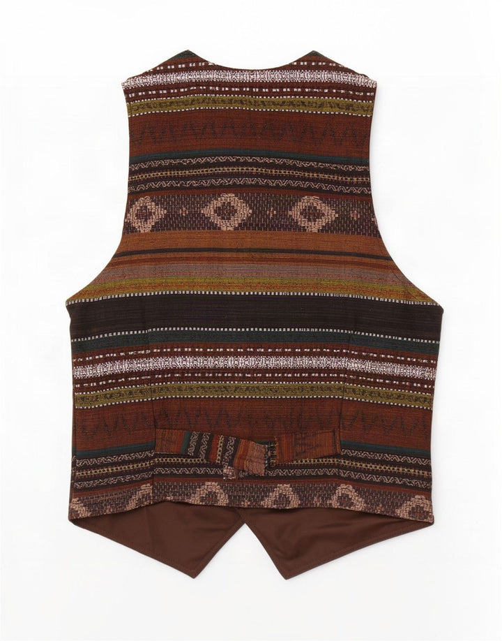 gilet en cuir homme vintage moyen marron géométrique