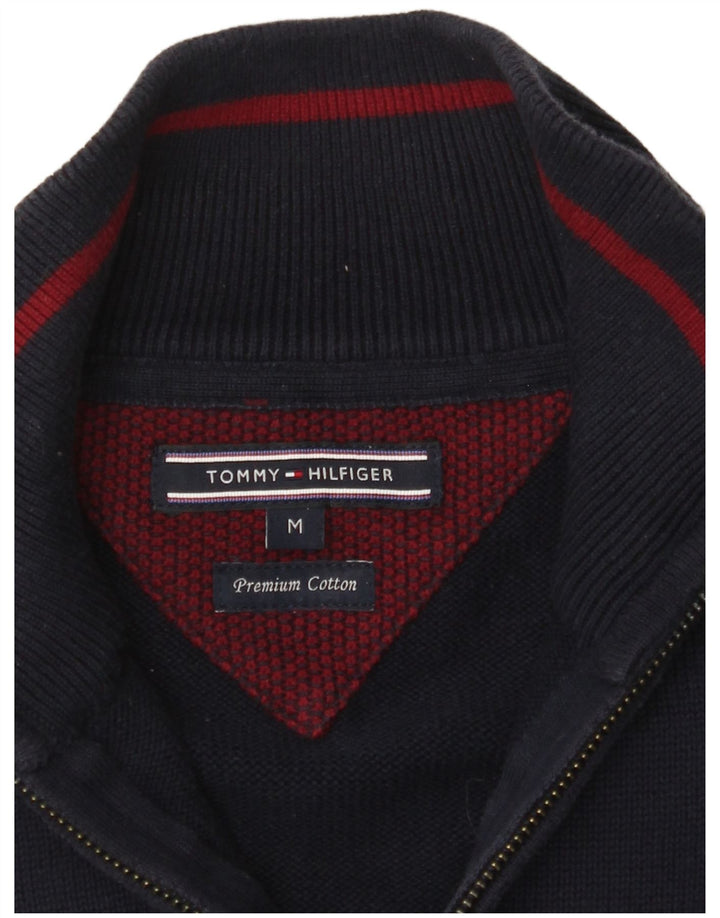 TOMMY HILFIGER Pull Col Zippé Homme Bleu Marine Moyen Coton