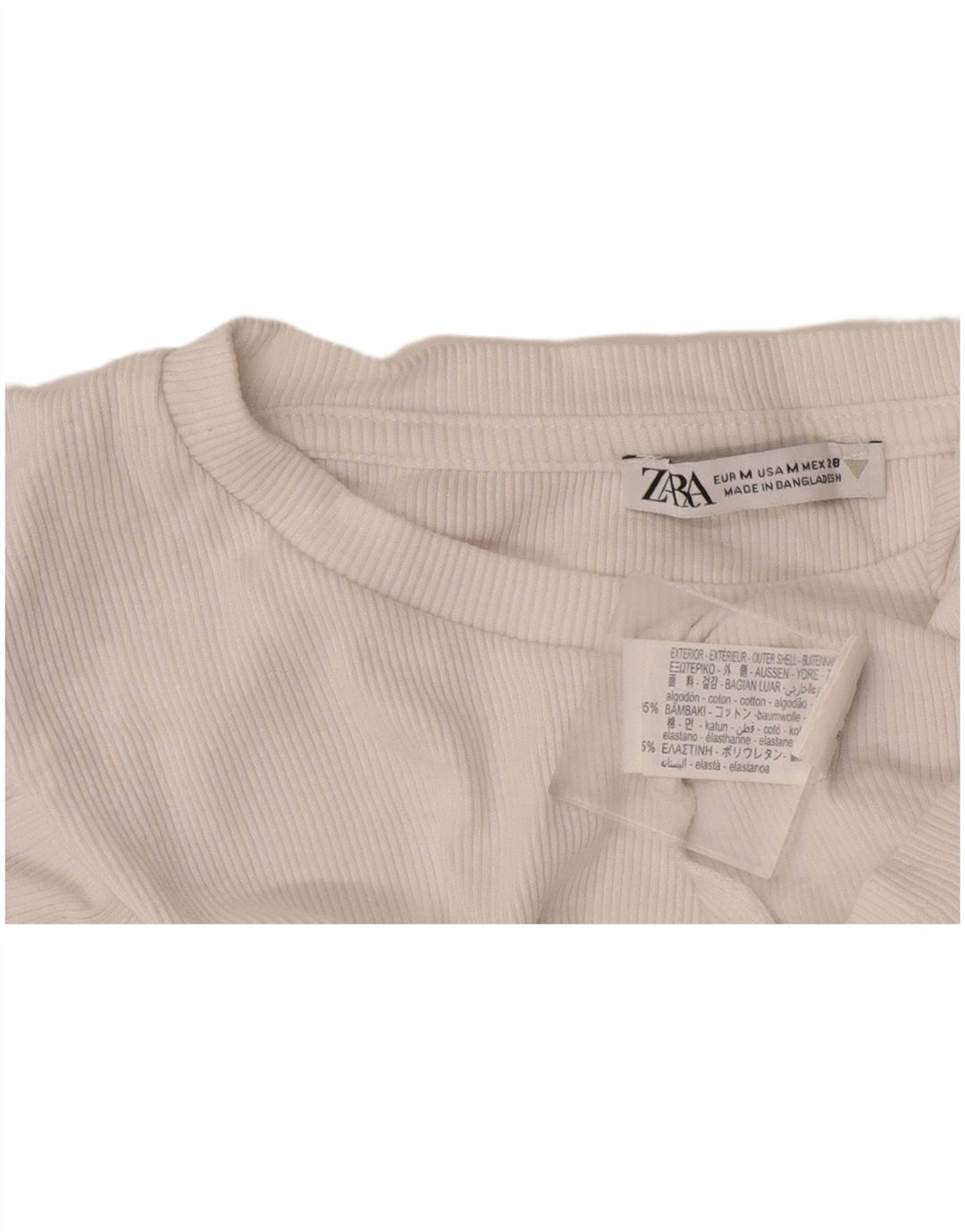 Zara Womens Crop Blouse Top UK 12 Coton Blanc Moyen