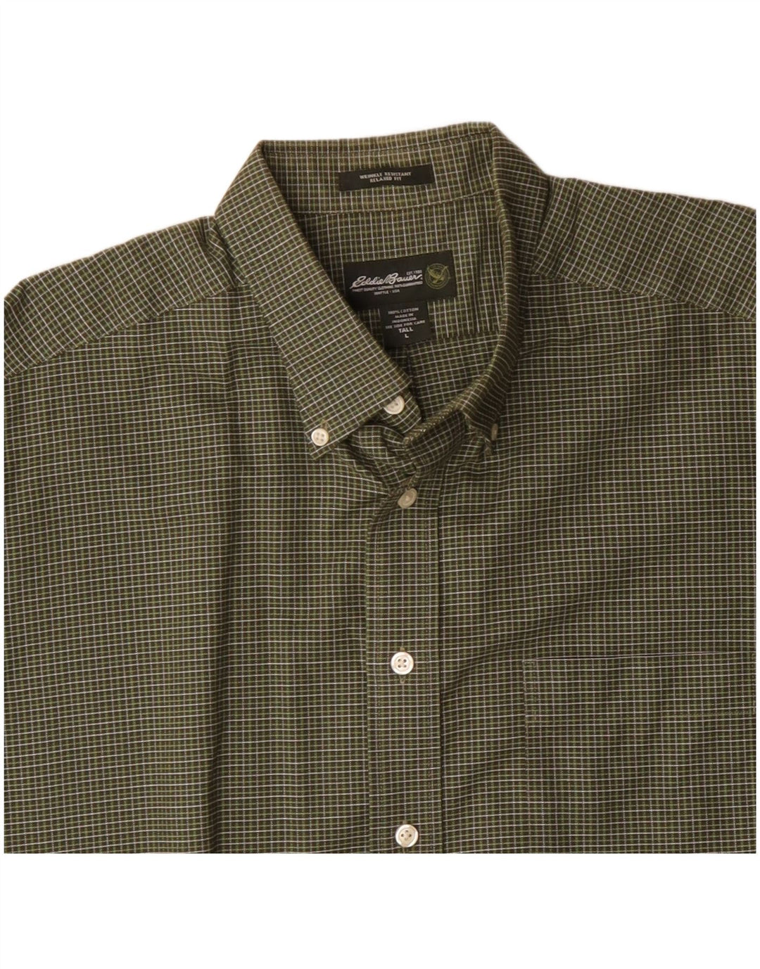 EDDIE BAUER Chemise coupe décontractée pour homme en coton à carreaux verts