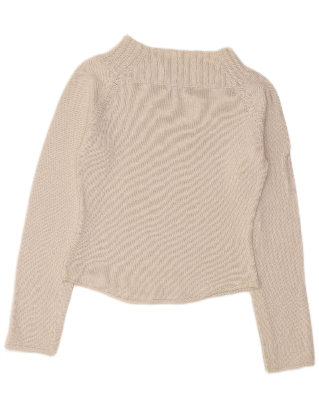 SISLEY Pull court à col roulé pour femme UK 10 Petit coton blanc