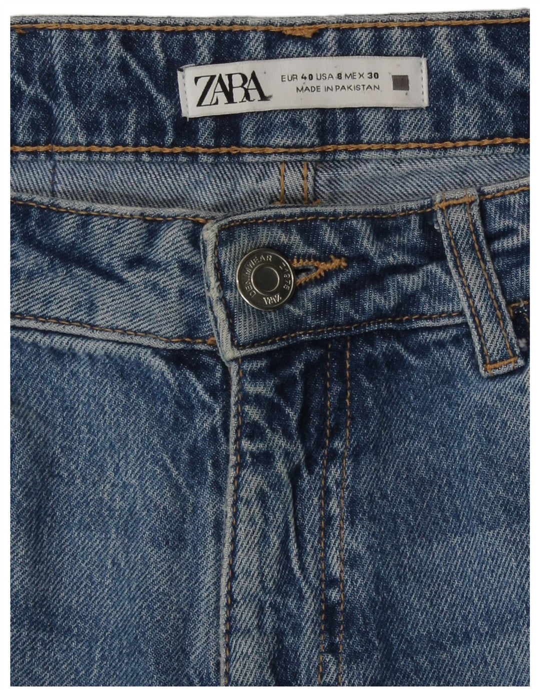 Zara Jean taille haute pour femme EU 40 Medium W30 L28 Bleu