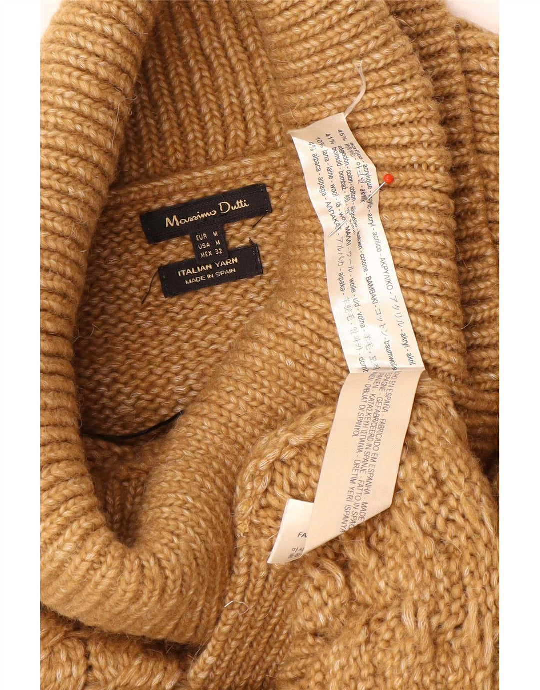 Massimo Dutti Pull col roulé pour femme UK 14 Acrylique marron moyen