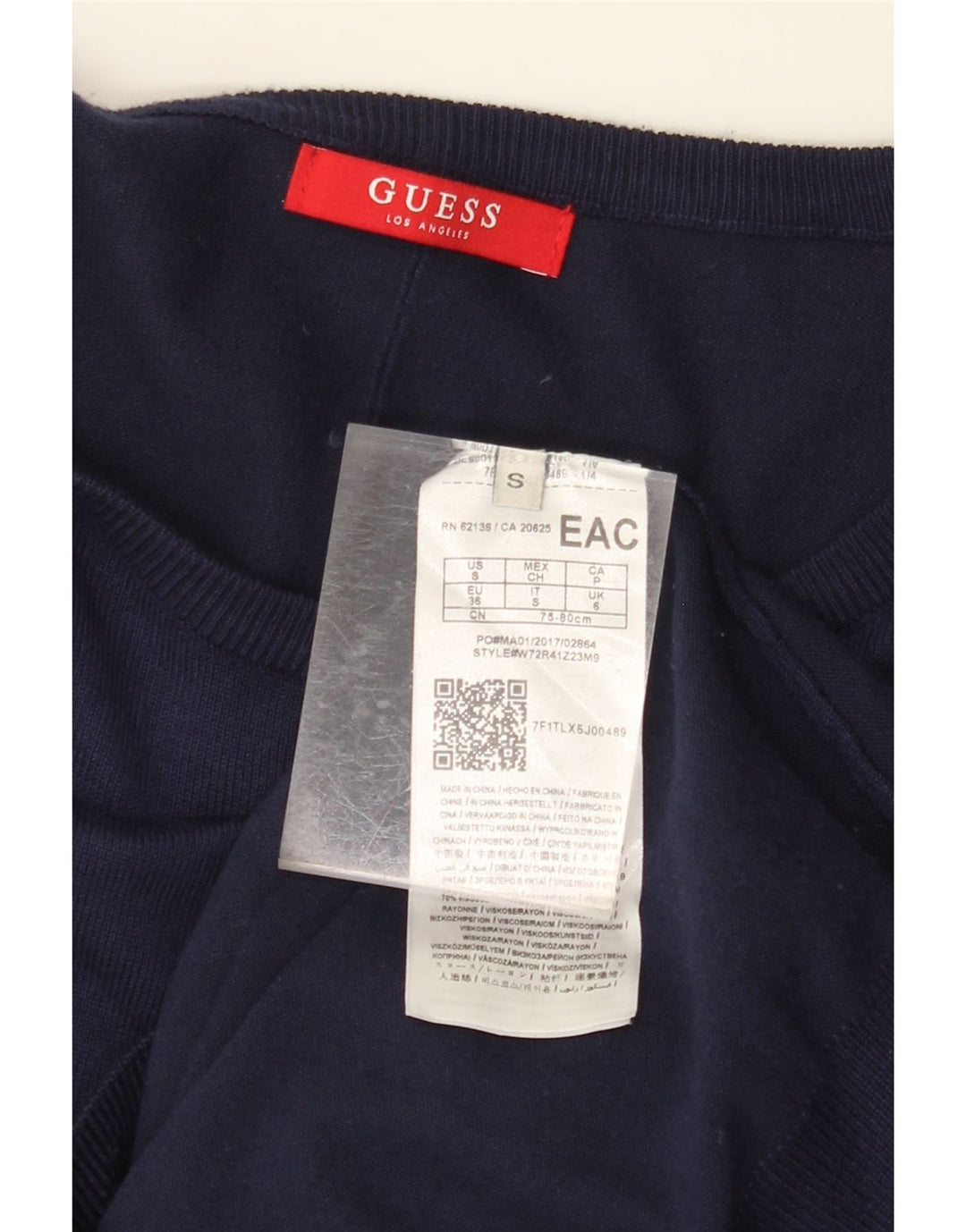 GUESS Pull surdimensionné à col bateau pour femme UK 6 Small Bleu marine