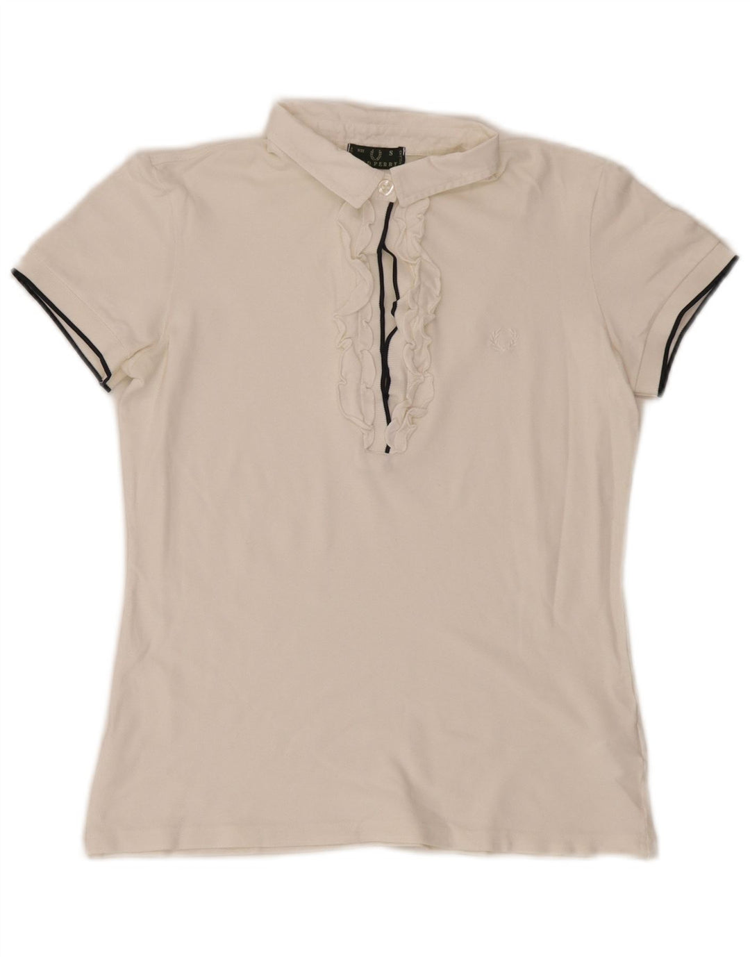 Fred Perry Polo à volants pour femme UK 10 Petit coton blanc