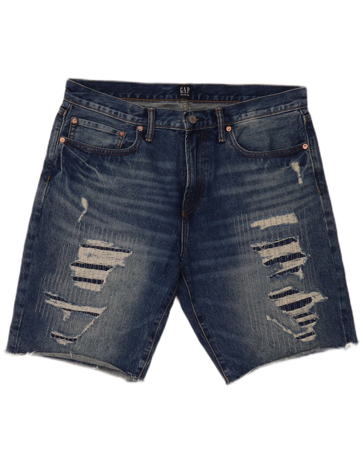 Gap Short en jean vieilli pour homme W34 Large Bleu Coton