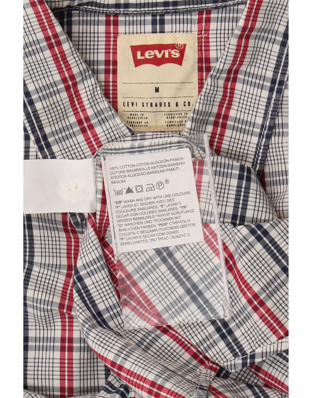 Levi's Chemise à Manches Courtes Coupe Standard Homme Bleu Moyen Carreaux Coton
