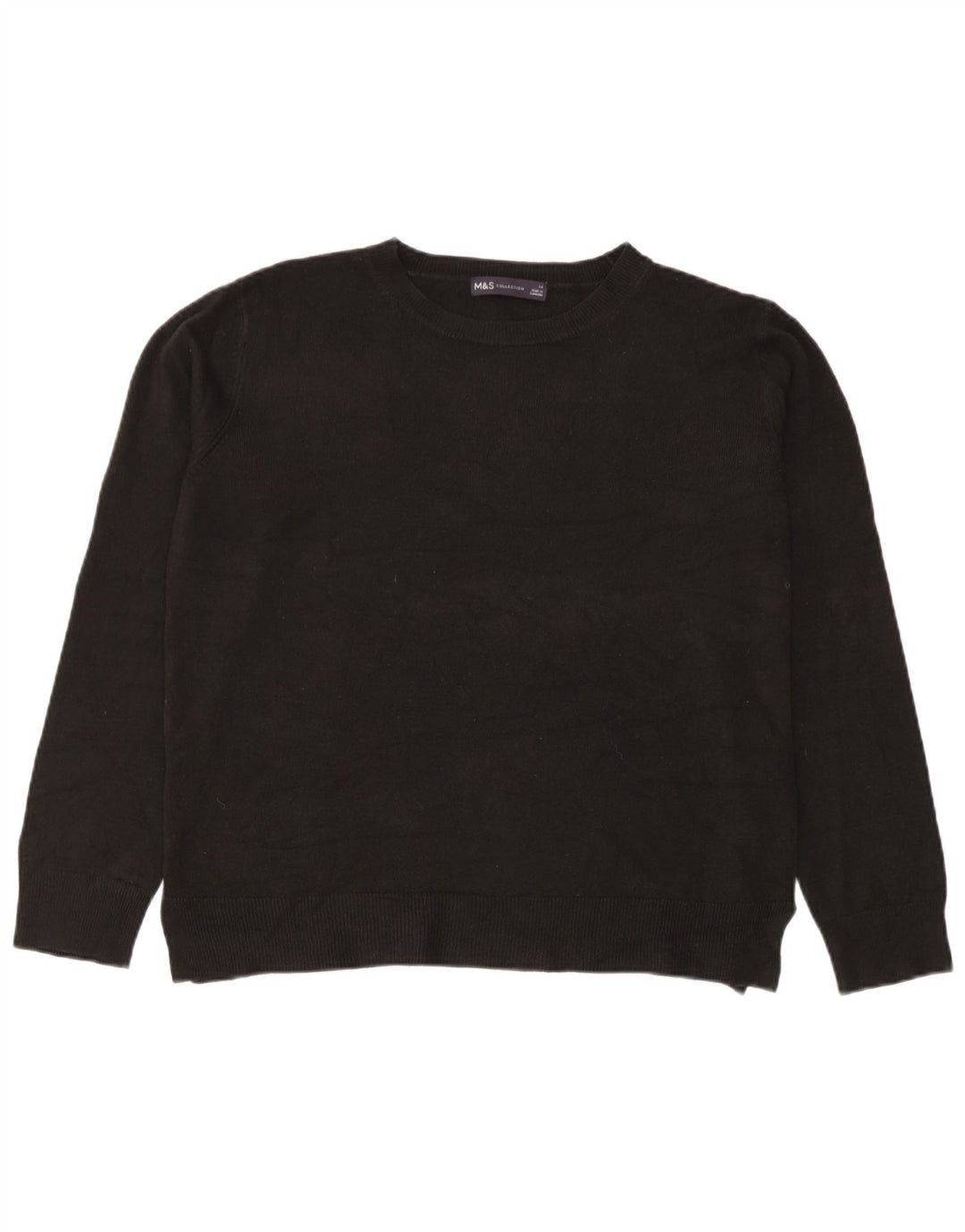 Marks & Spencer Pull à col rond pour femme UK 14 Acrylique noir moyen