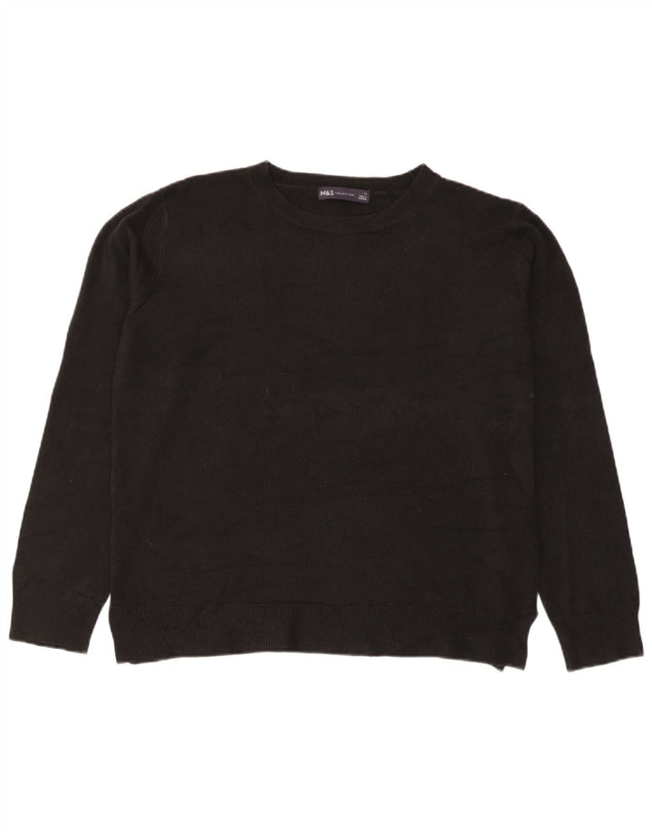 Marks & Spencer Pull à col rond pour femme UK 14 Acrylique noir moyen