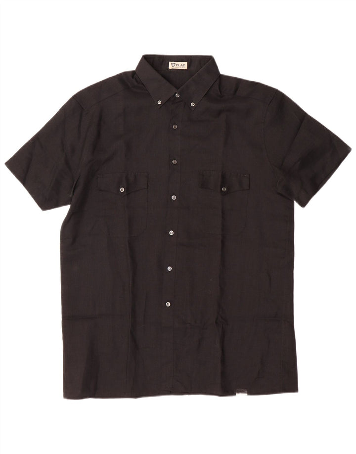 PLAY Hommes Voir à travers Voir à travers la chemise Taille 16 41 Grand Polyester Noir