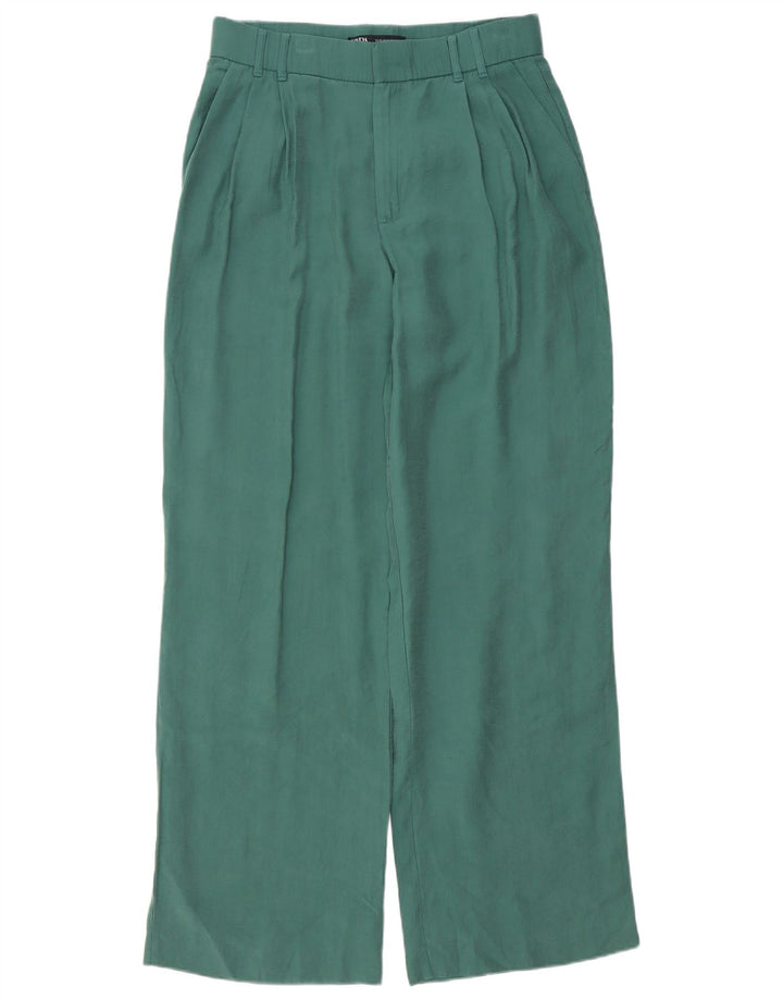 Zara Pantalon Chino Pegged Femme Moyen W28 L32 Vert Modal