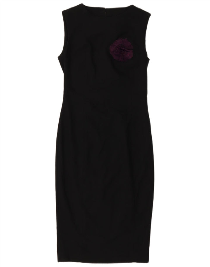 ZARA Femme Robe fourreau sans manches UK 4 XS Noir Floral Polyester