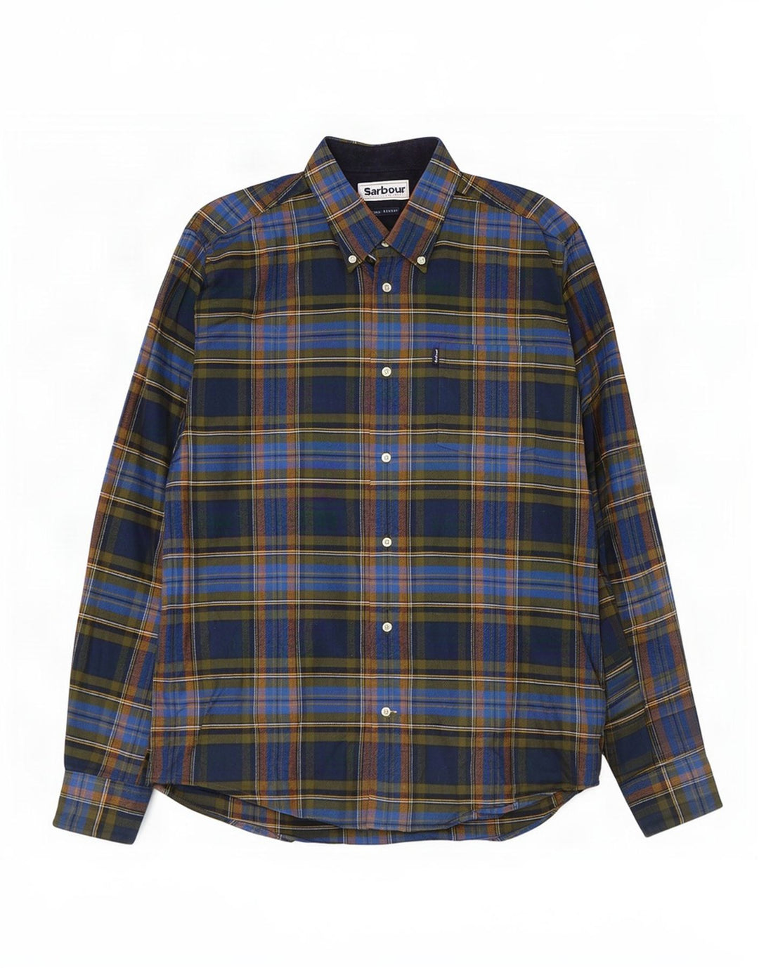 Barbour Chemise en flanelle coupe ajustée pour homme en coton à carreaux bleu marine moyen
