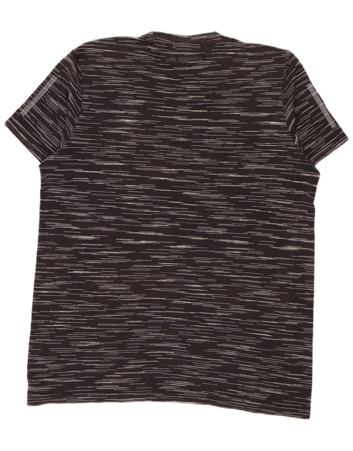 ADIDAS T-shirt homme en coton à fines rayures noir moyen