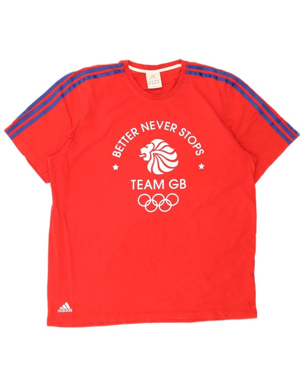 Adidas Mens Graphic T-Shirt Top XL Rouge Coton
