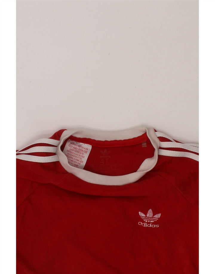 ADIDAS Boys T-Shirt Top 3-4 Years Red Cotton Vintage Adidas and Second-Hand Adidas from Messina Hembry 
