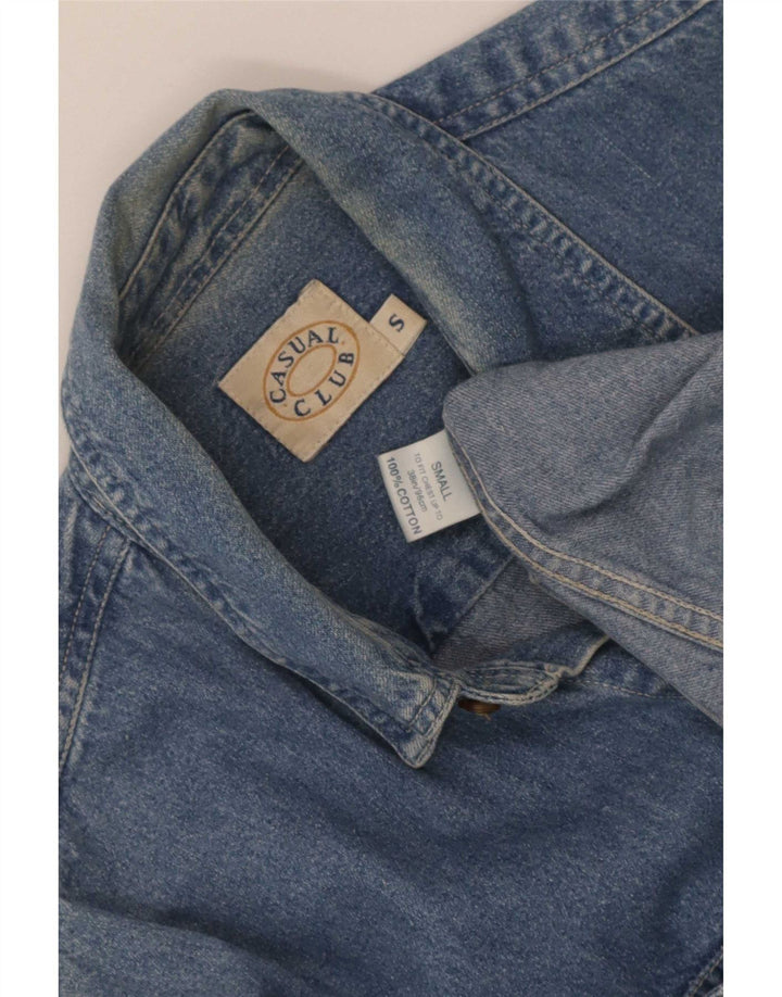 vintage Mens Regular Fit Denim Shirt Petit Bleu Coton