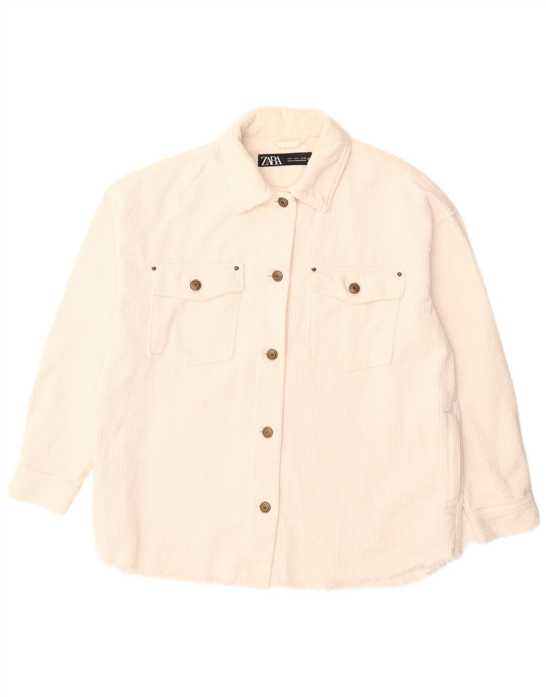 Zara Veste surdimensionnée en velours côtelé pour femme UK 10 Petit coton blanc