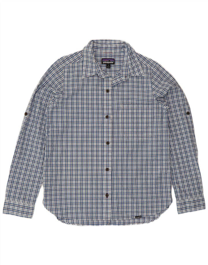 Patagonia Chemise Femme UK 14 Coton Bleu Moyen à Carreaux
