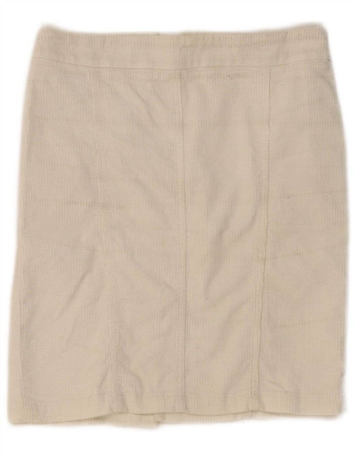 BENETTON Womens Corduroy Skirt IT 44 Medium W30  White Cotton