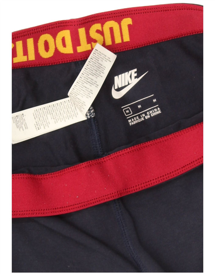 NIKE Leggings graphiques pour femmes UK 12 coton bleu marine moyen