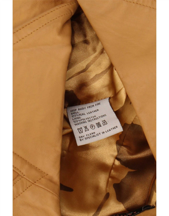 Veste en cuir femme vintage UK 12 Cuir Beige Moyen