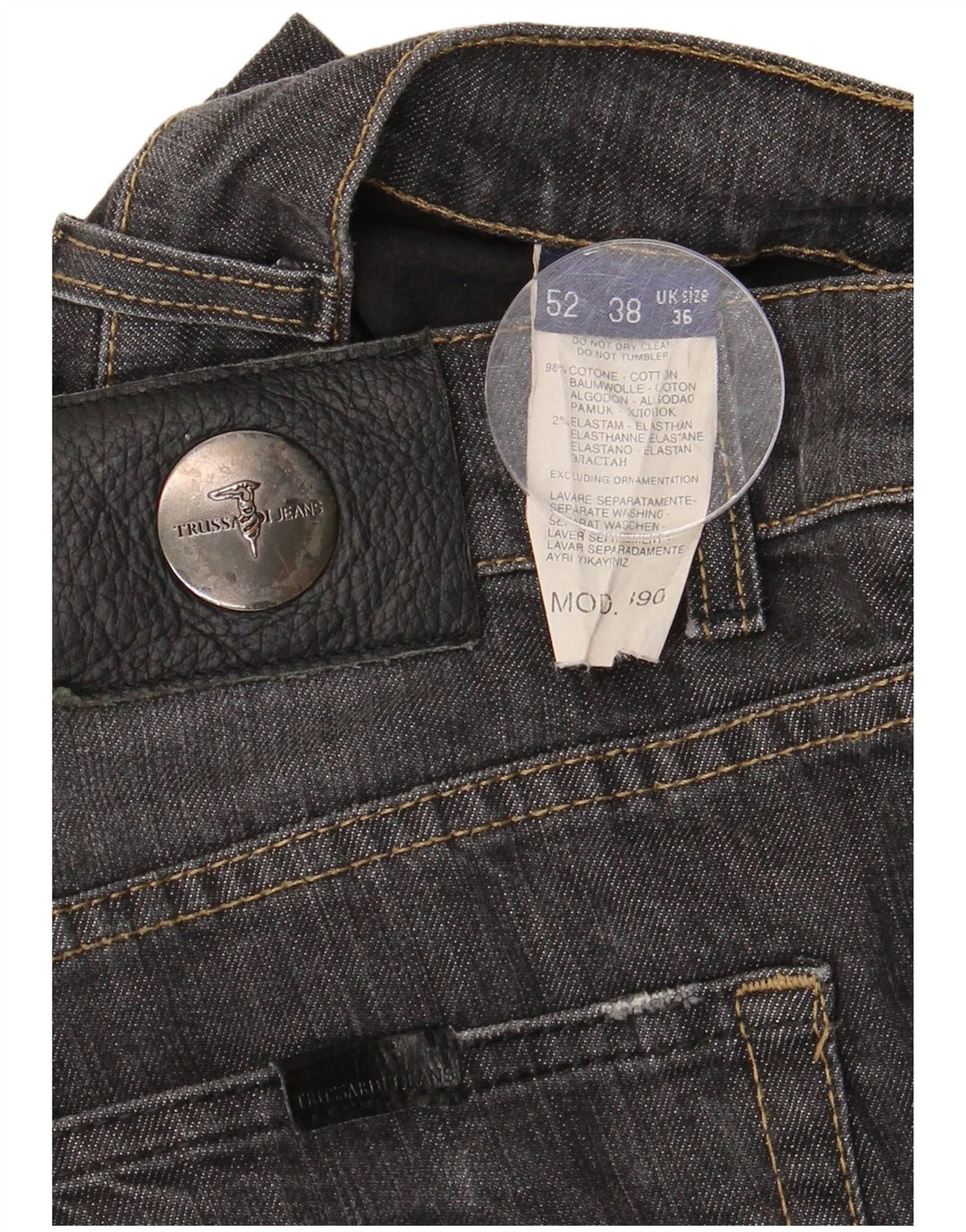 Trussardi Jean Droit W36 L30 Noir Coton Homme