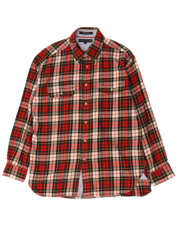 Tommy Hilfiger Chemise en flanelle pour homme en coton à carreaux rouges