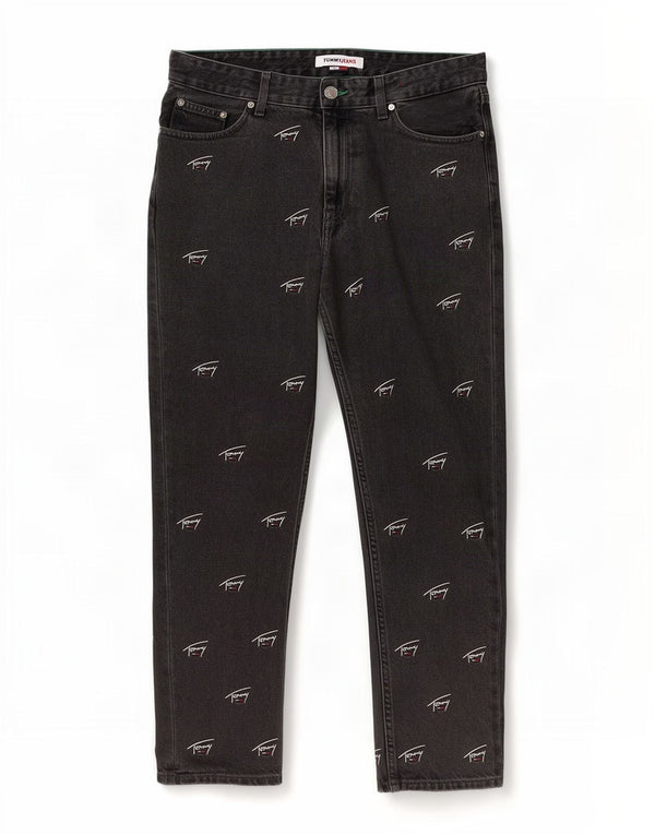 Tommy Hilfiger Jean droit Dad Crop Graphic W30 L26 en coton noir pour femme