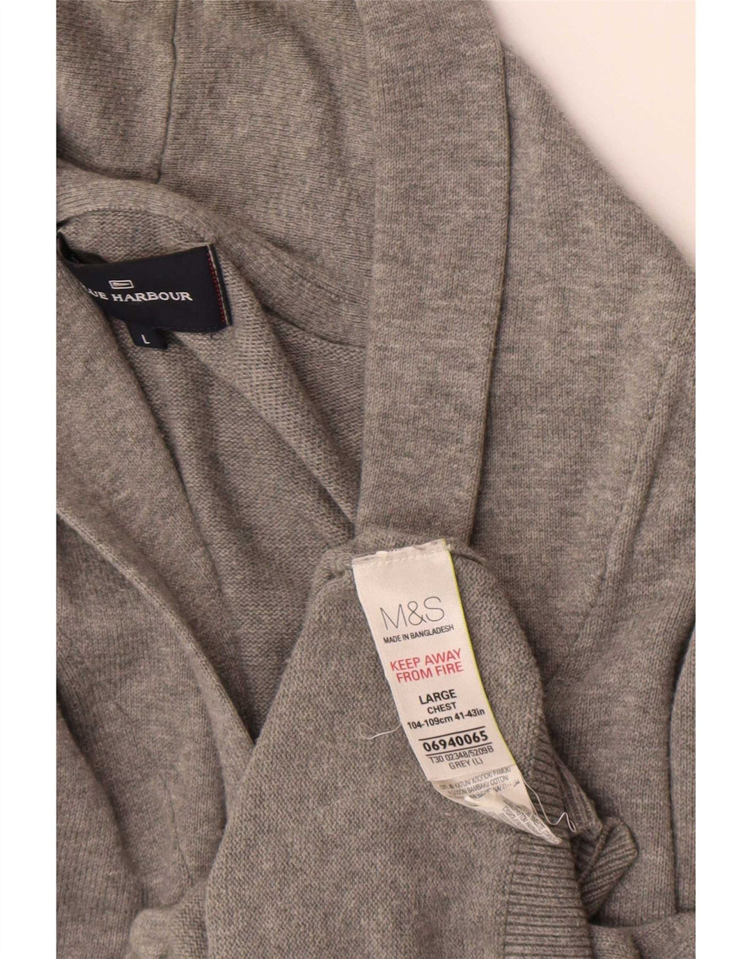 Marks & Spencer Pull Cardigan Blue Harbour pour Homme en Coton Gris Large