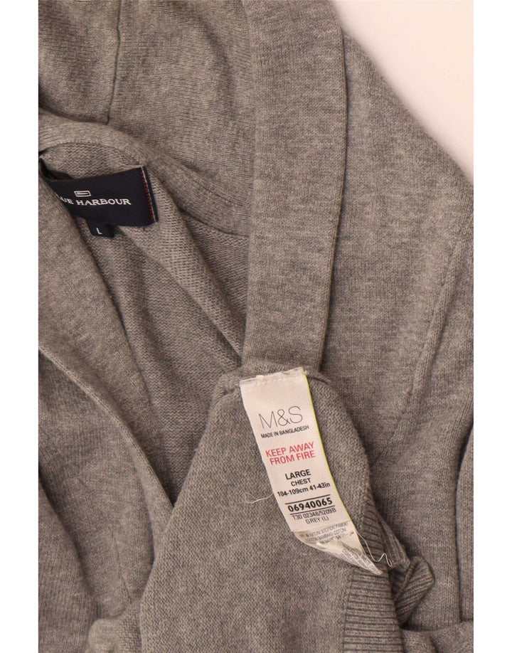 Marks & Spencer Pull Cardigan Blue Harbour pour Homme en Coton Gris Large