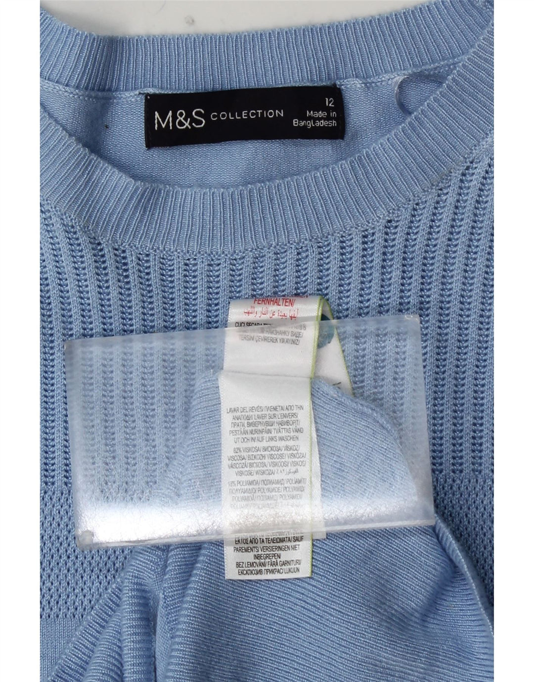 MARKS & SPENCER Pull court à col bateau pour femme Bleu moyen UK 12