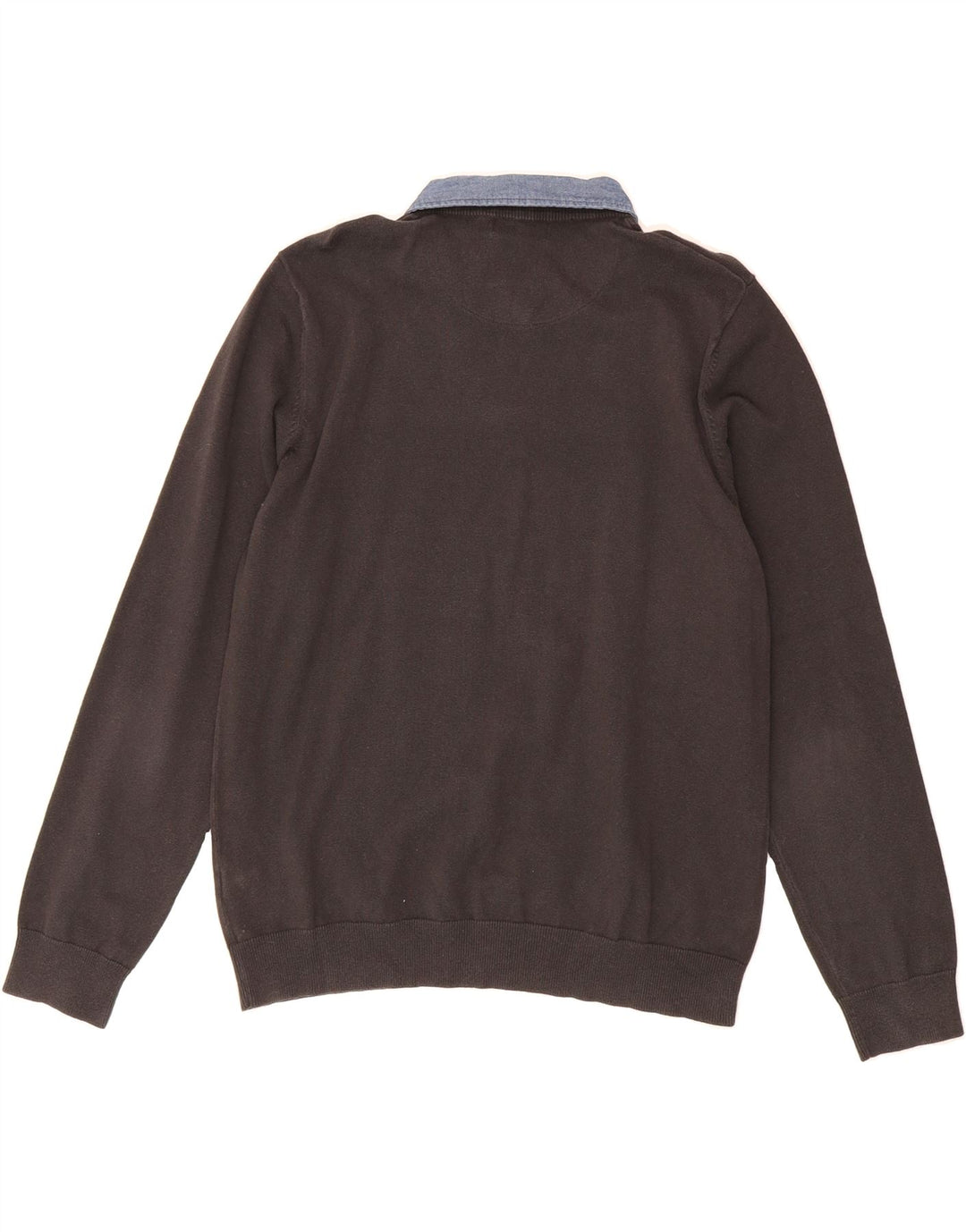 MARKS & SPENCER Mens Autograph V-Neck Jumper Sweater Large Grey Cotton Vintage Marks & Spencer and Second-Hand Marks & Spencer from Messina Hembry 