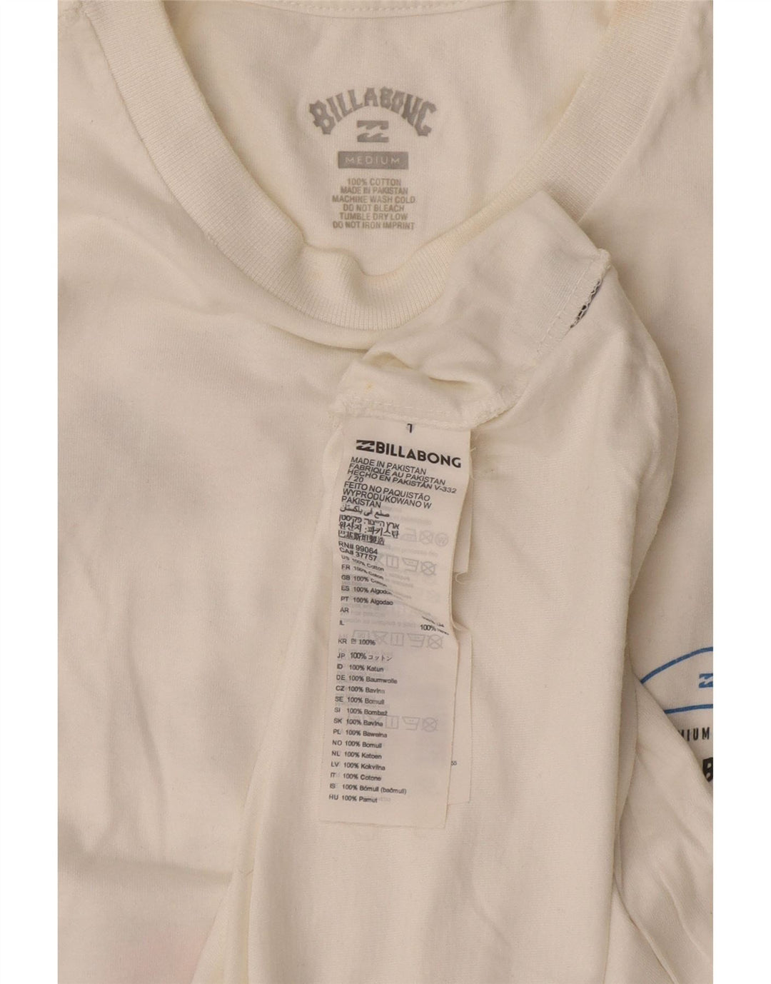 Billabong T-Shirt Graphique Homme Blanc Moyen Coton