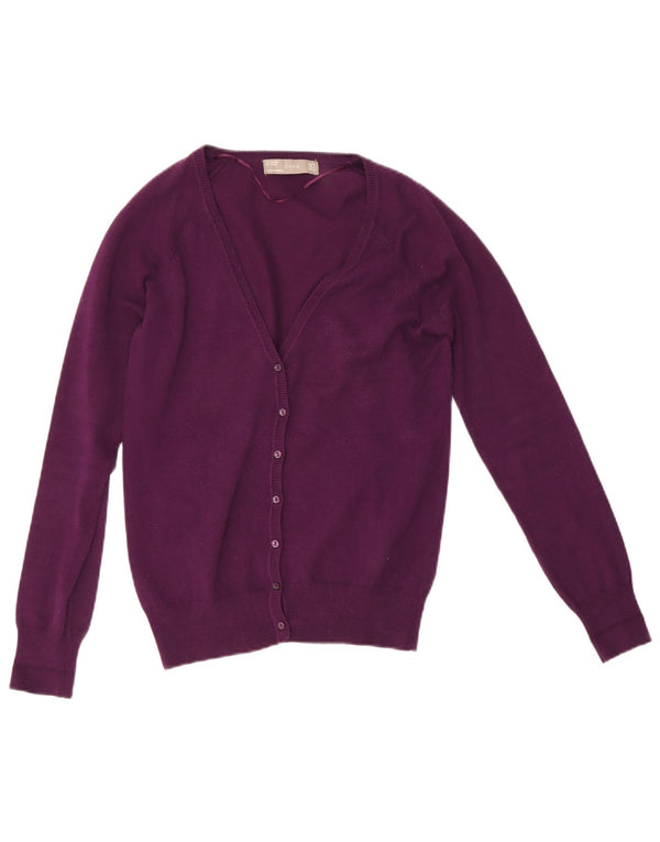 Zara Cardigan Femme Pull UK 12 Coton Violet Moyen