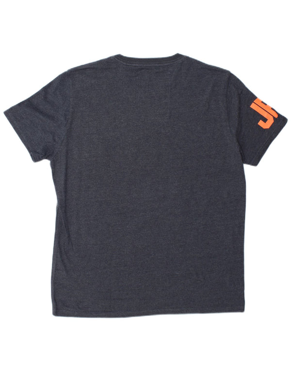 Superdry T-Shirt Graphique Homme Top 2XL Gris Colorblock Coton