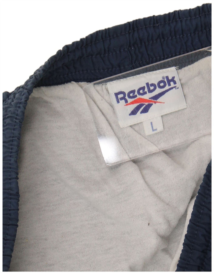 Reebok Short de Sport Homme Large Bleu Marine Nylon