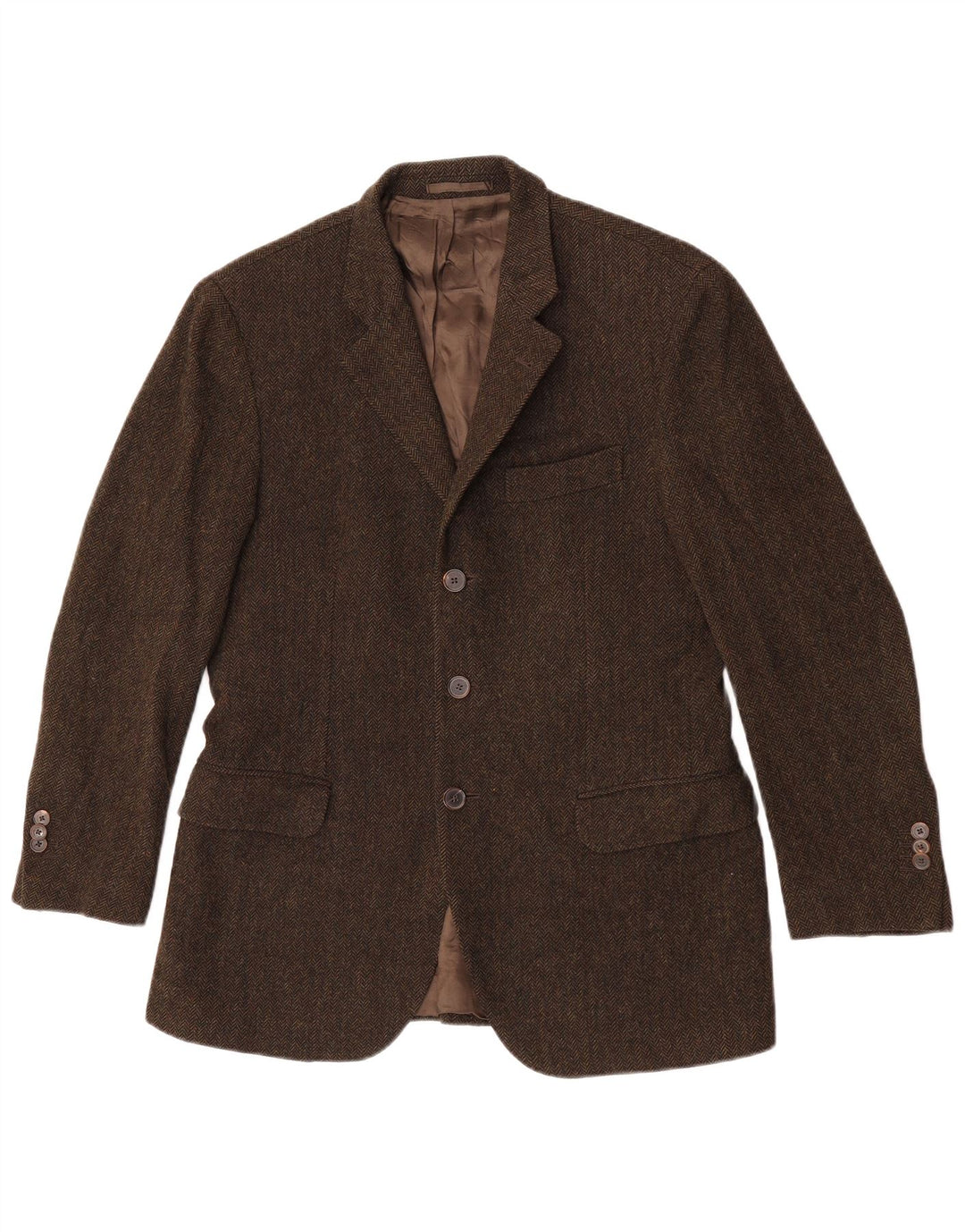 Massimo Dutti Veste blazer à 3 boutons pour homme EU 48 Kaki moyen à chevrons