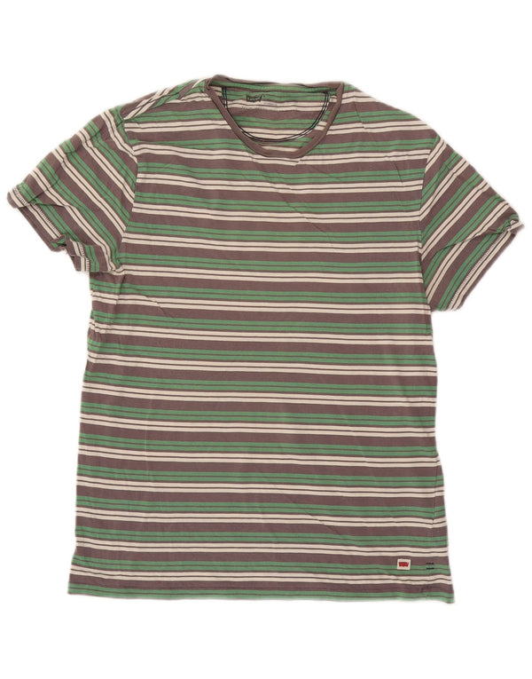 Levi's T-Shirt Homme Vert Moyen Rayé Coton