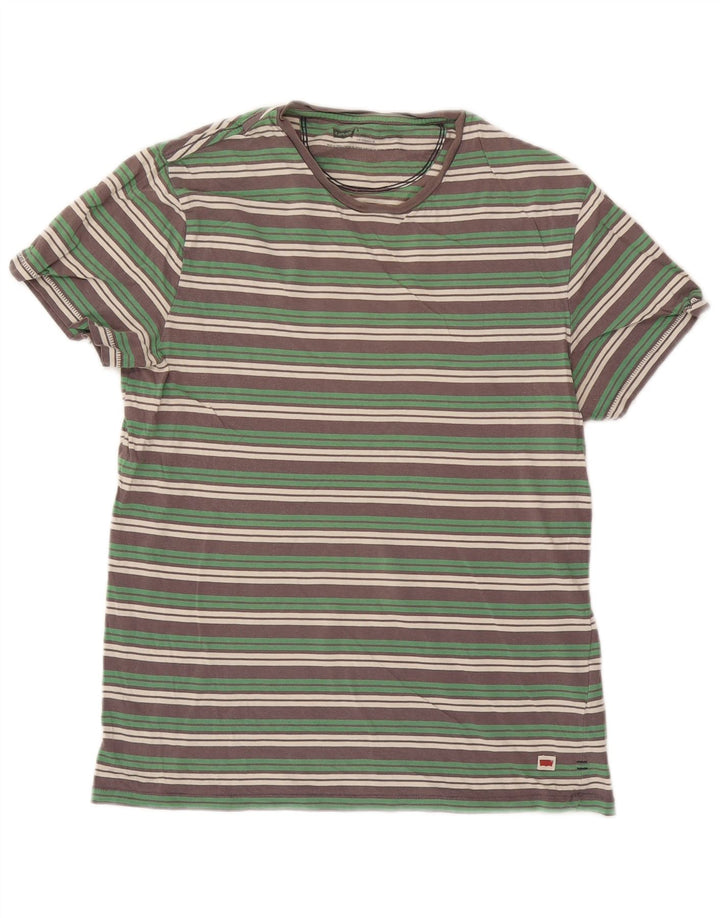 Levi's T-Shirt Homme Vert Moyen Rayé Coton
